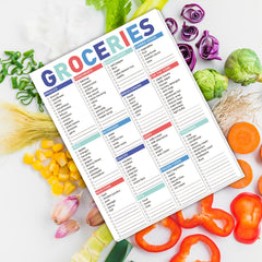 Magnetic Grocery List Pad with Common Food Items & Blank Shopping Spaces