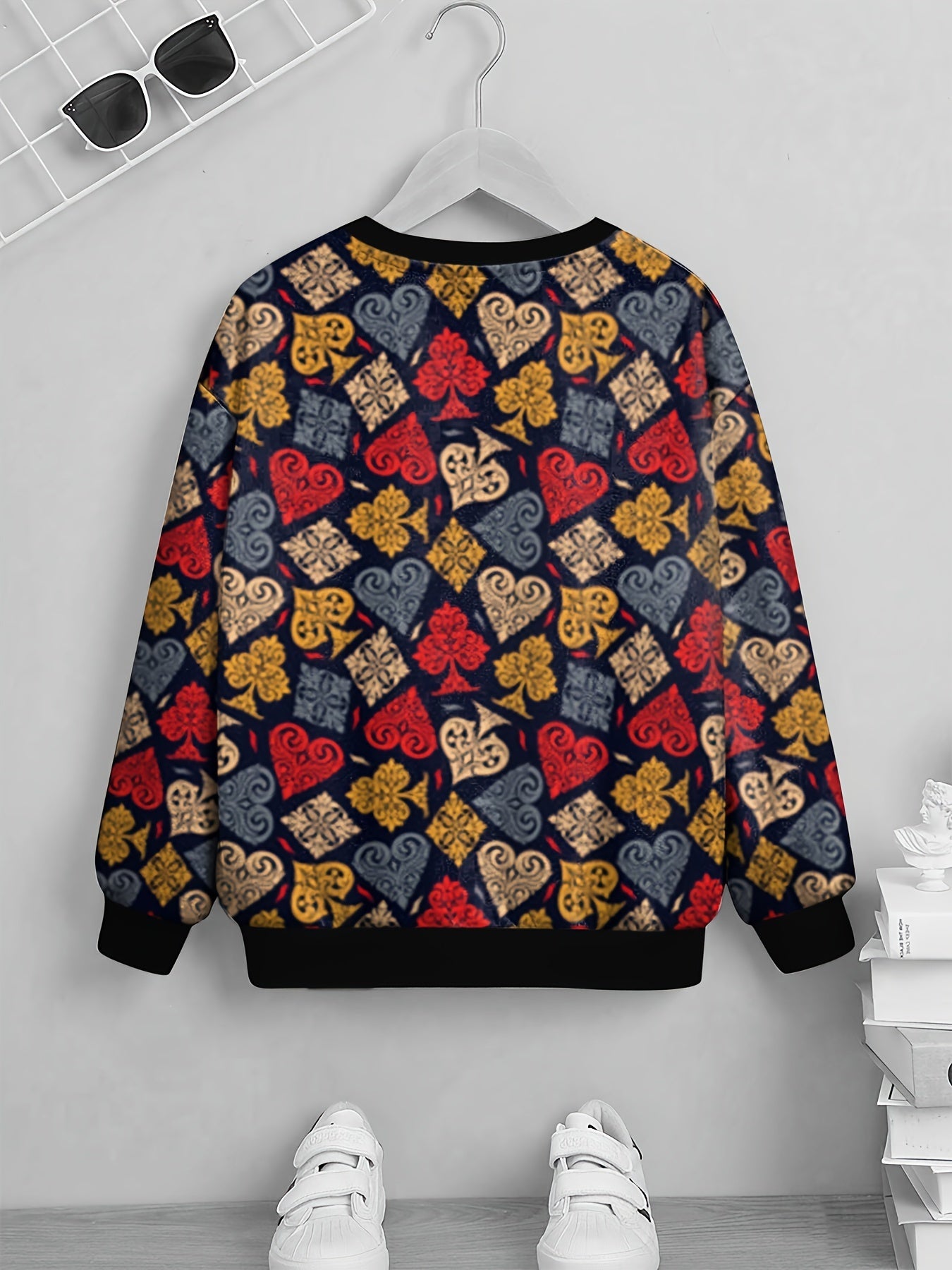 Boys Pattern Print Sweatshirt Long Sleeve Pullover Top