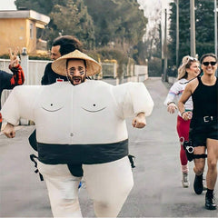 Adult Inflatable Sumo Costume with Hooded Headgear & Belt