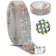 Crystal Rhinestone Strips Adhesive Diamond Ribbon Bling Sticker 2mm Rhinestone