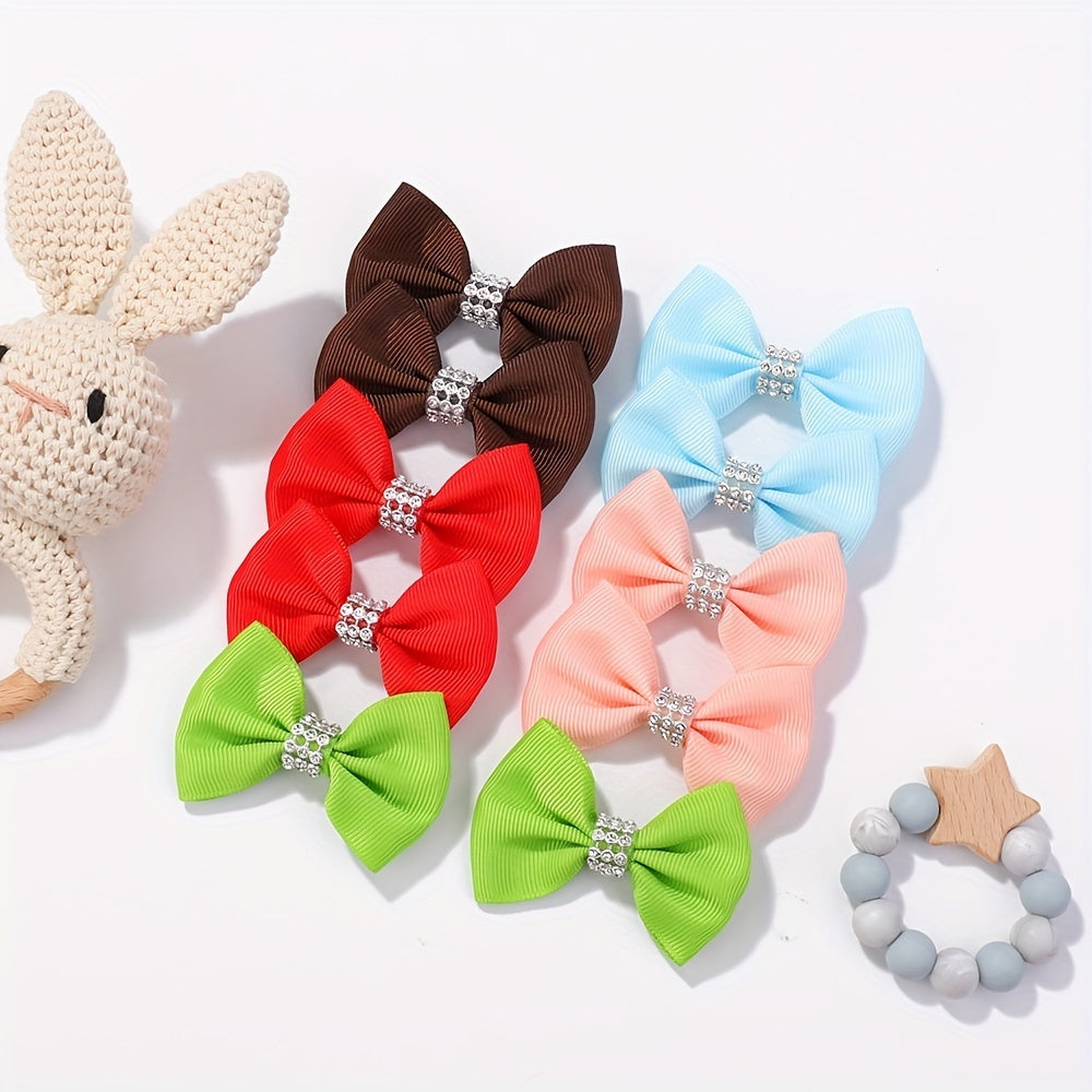 10pcs Baby Girls Bow Hair Clip Ribbon Hair Accessories Headwear