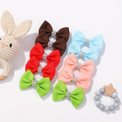 10pcs Baby Girls Bow Hair Clip Ribbon Hair Accessories Headwear