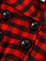 Girls' Plaid Double Breasted Tutu Dress For Christmas