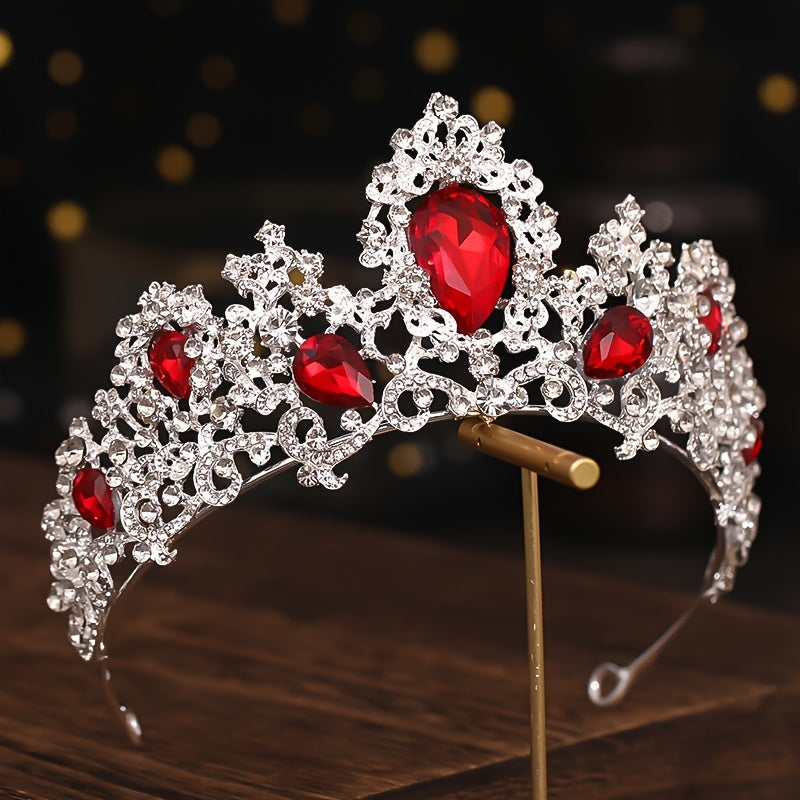 Green Crystal Crown Rhinestone Tiara Wedding Hair Accessories