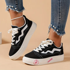 Women's Platform Canvas Sneakers Low Top Shoes