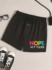 Slogan Print Sporty Pajama Shorts