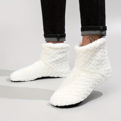 Wave Pattern Slipper Boots Soft Plush Cozy House Slippers