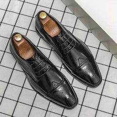 Men's Lace-Up Low-Top Brogue Dress Shoes