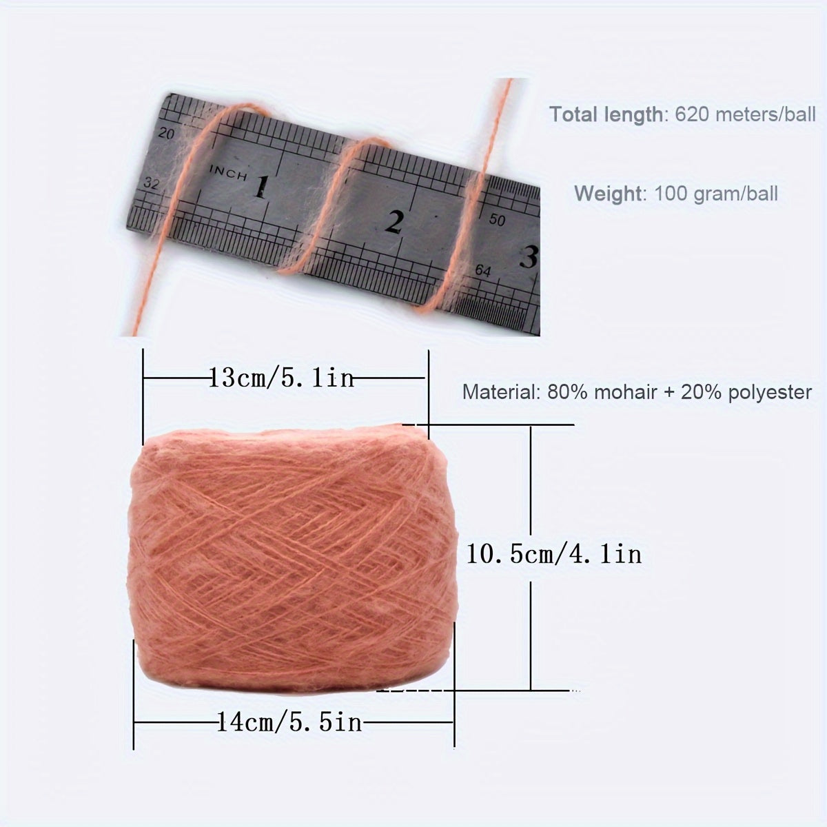 Mohair Yarn for Knitting Crochet Wool Sweater Socks DIY 100g 620m
