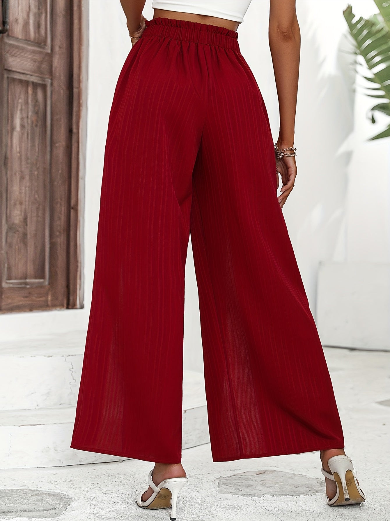 Split Wide Leg Pants High Waist Casual Pants Women's Clothing