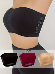 3Pcs Hollow Out Bandeau Bras Stretch Bra Women's Lingerie