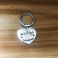Great Teacher Keychain Heart Metal Key Ring Graduation Gift Teacher Appreciation