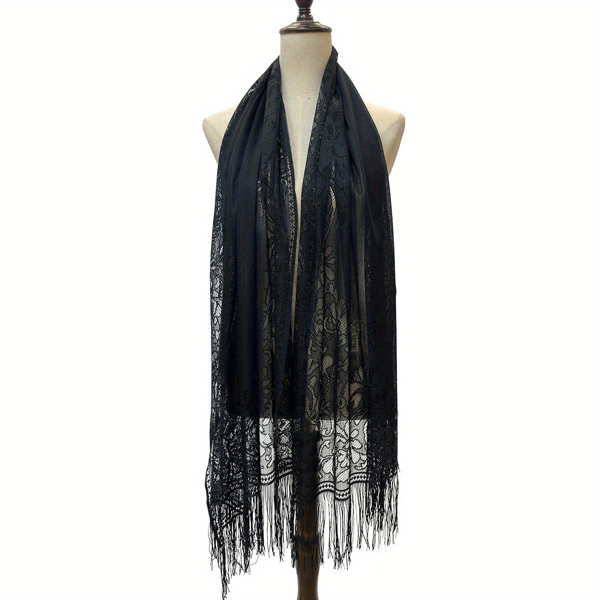 Lace Long Scarf Breathable Tassel Shawl Women Dress Wrap