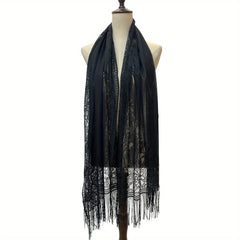 Lace Long Scarf Breathable Tassel Shawl Women Dress Wrap