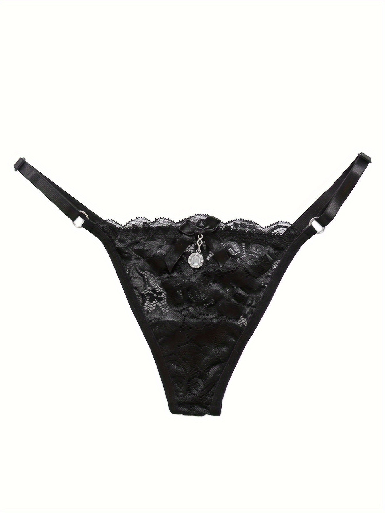 Floral Lace Thongs Cut Out Low Waist Bow Tie Panties