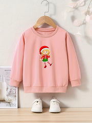 Christmas Anime Elf Print Girls Casual Pullover Sweatshirt