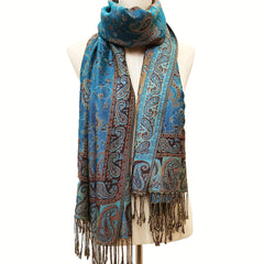 Large Blanket Shawl Jacquard Paisley Prints Tassel Long Scarf Women Warm Wrap