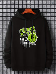 Men's Street Style Print Hoodie Drawstring Hooded Sweatshirt