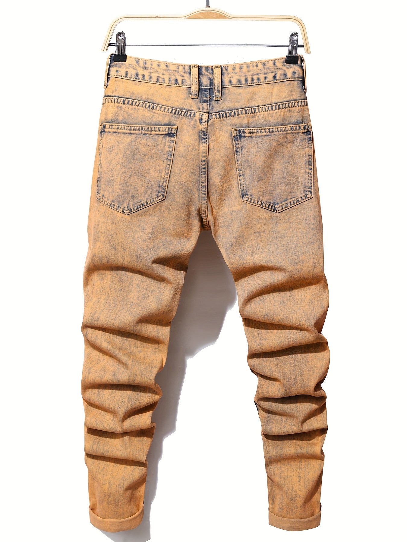 Slim Fit Ripped Jeans Men's Casual Street Style Vintage Denim Pants