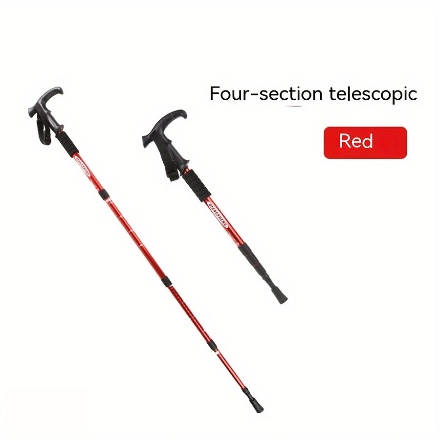 4 section T handle Hiking Pole Outdoor Travel Walking Stick