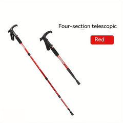 4 section T handle Hiking Pole Outdoor Travel Walking Stick