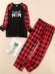 Women's Plus Size Sporty Lounge Set Rugby Print Tee & Pants Pajamas Set