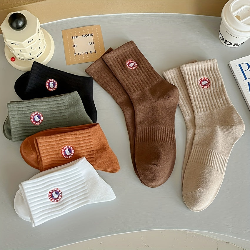 Men's Embroidered Cotton Socks for Outdoor Activities