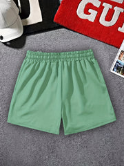 Men's Casual Letter Print Track Shorts Drawstring Waist Summer Workout Shorts