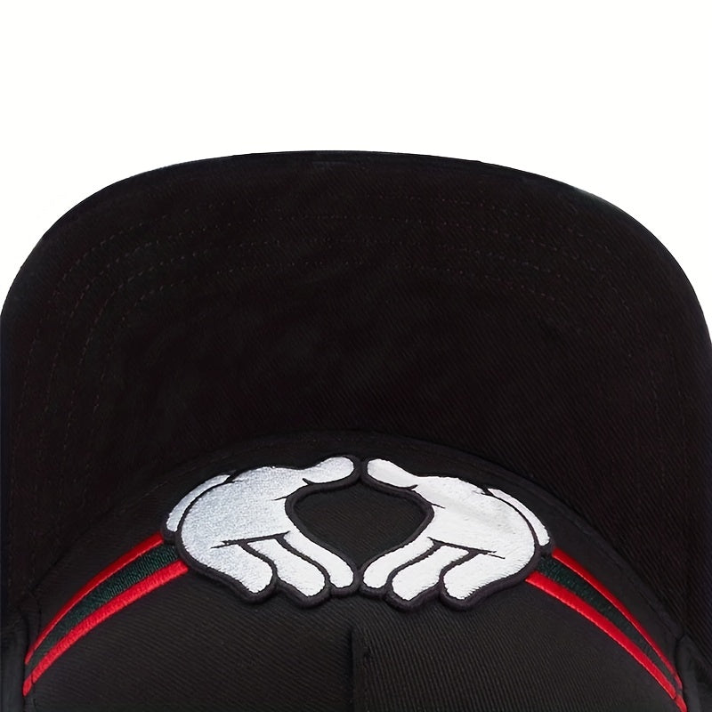 Striped Palm Embroidery Baseball Cap Hip Hop Snap Back Hat Adjustable Sunscreen