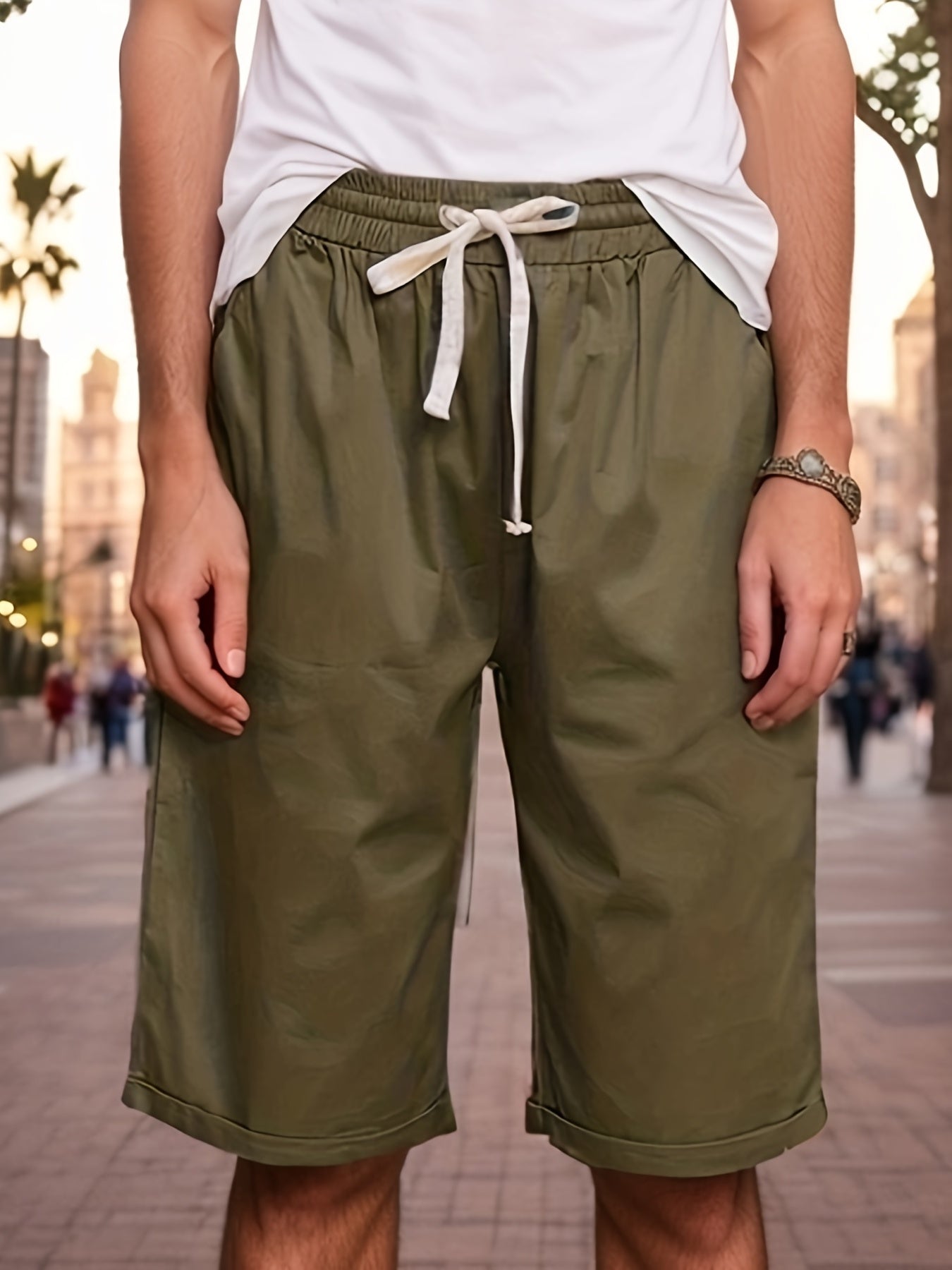 Drawstring Bermuda Shorts with Dual Pockets for Women