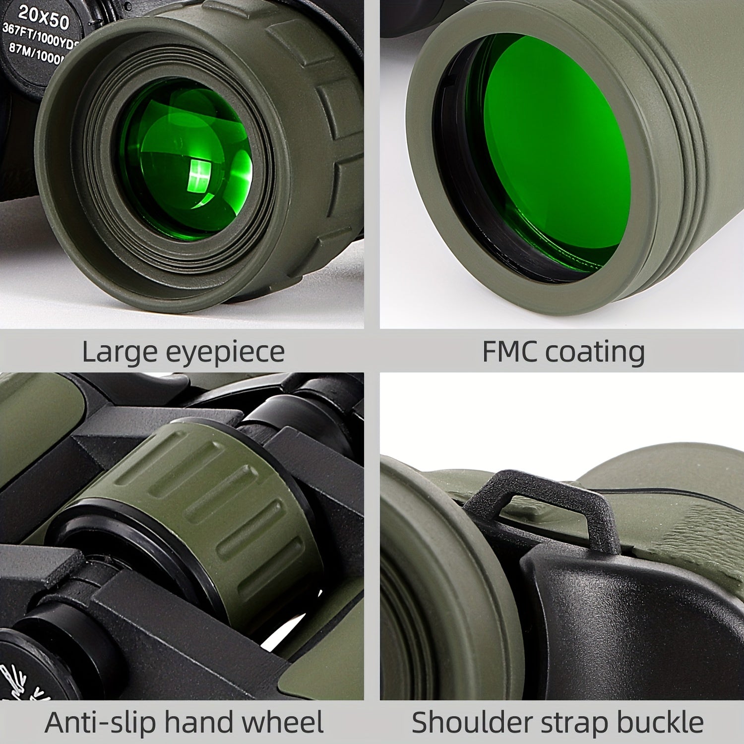 20x50 Binoculars BAK4 Prism Low Light Night Vision High Power Waterproof