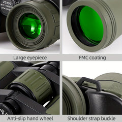 20x50 Binoculars BAK4 Prism Low Light Night Vision High Power Waterproof
