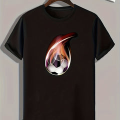 Soccer Pattern Print Men's Sports T-shirt, Outdoor Summer Wear, Fitness Gift