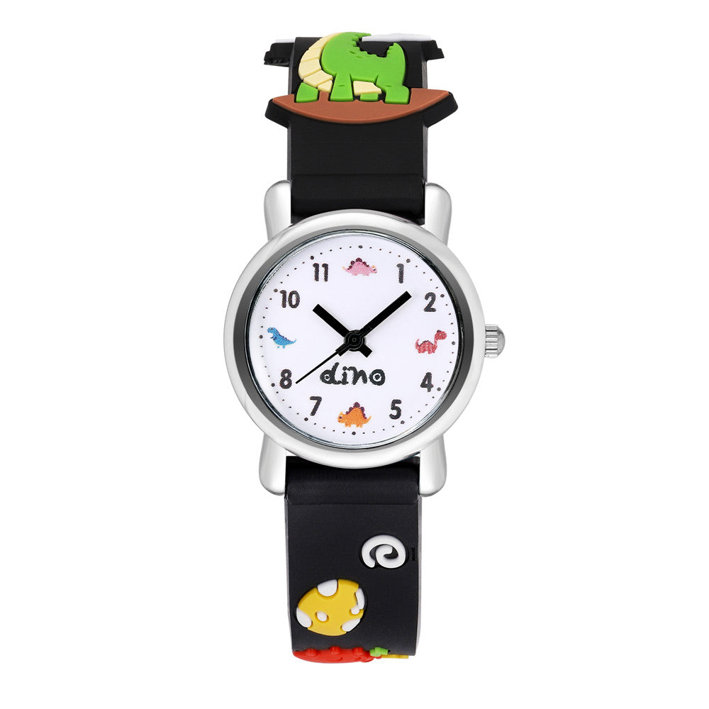 Girls Dinosaur Pattern Watch With Silicone Band