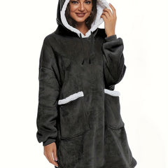 Plush Hooded Robe & Warm Long Sleeve Robe With Pockets