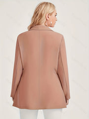 One Button Lapel Blazer Solid Work Office Outerwear