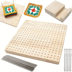 Wooden Crochet Blocking Board Set with Pins for Knitting