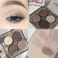 Smokey Gothic Eyeshadow Palette 4 Colors Pearly Glitter Matte Finish