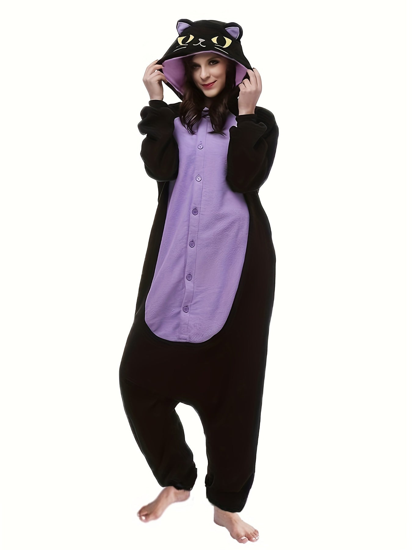 Halloween Cat Pajama Jumpsuit Hooded Lingerie