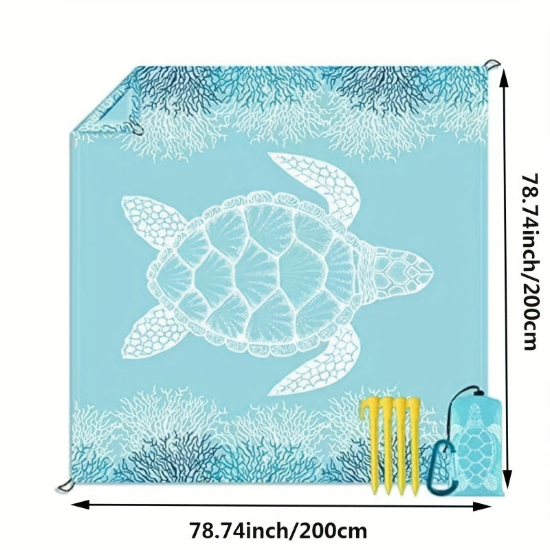 Sea Turtle Pattern Picnic Waterproof Mat for Outdoor Camping