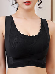 Lace Wire-Free Bra Front Buckle Cross Back Lingerie