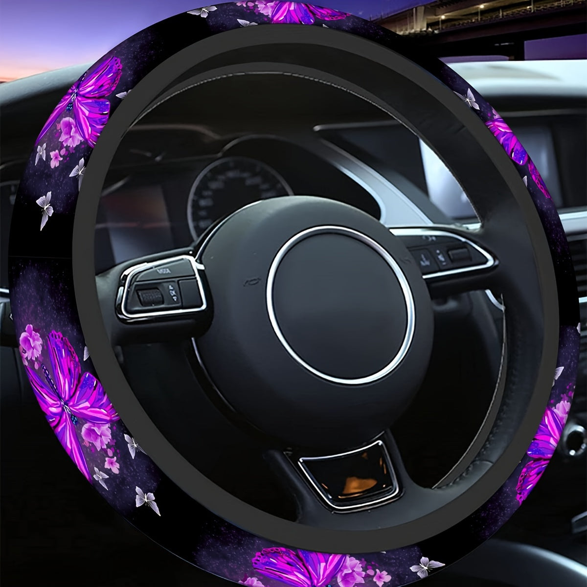 Stylish Purple Butterfly Steering Wheel Cover
