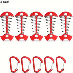 5pcs Tent Ground Anchor Pegs and Carabiners Set