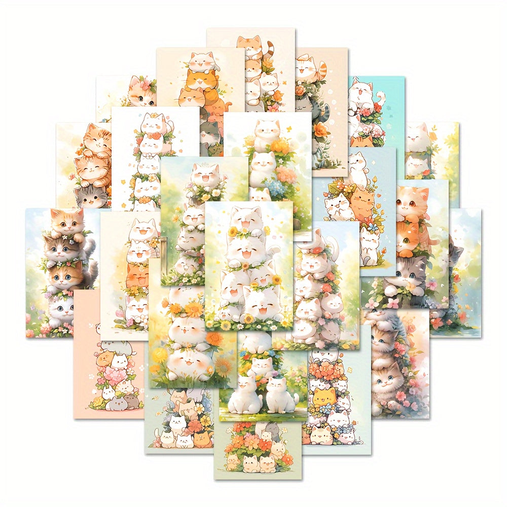 48pcs Stacking Cat Vinyl Graffiti Stickers for DIY Decoration