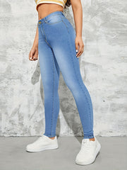 High Waist Skinny Jeans Stretchy Slim Fit Denim Pants
