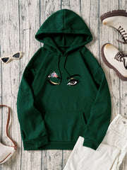 Hooded Drawstring Sweatshirt Solid Pullover with Pockets
