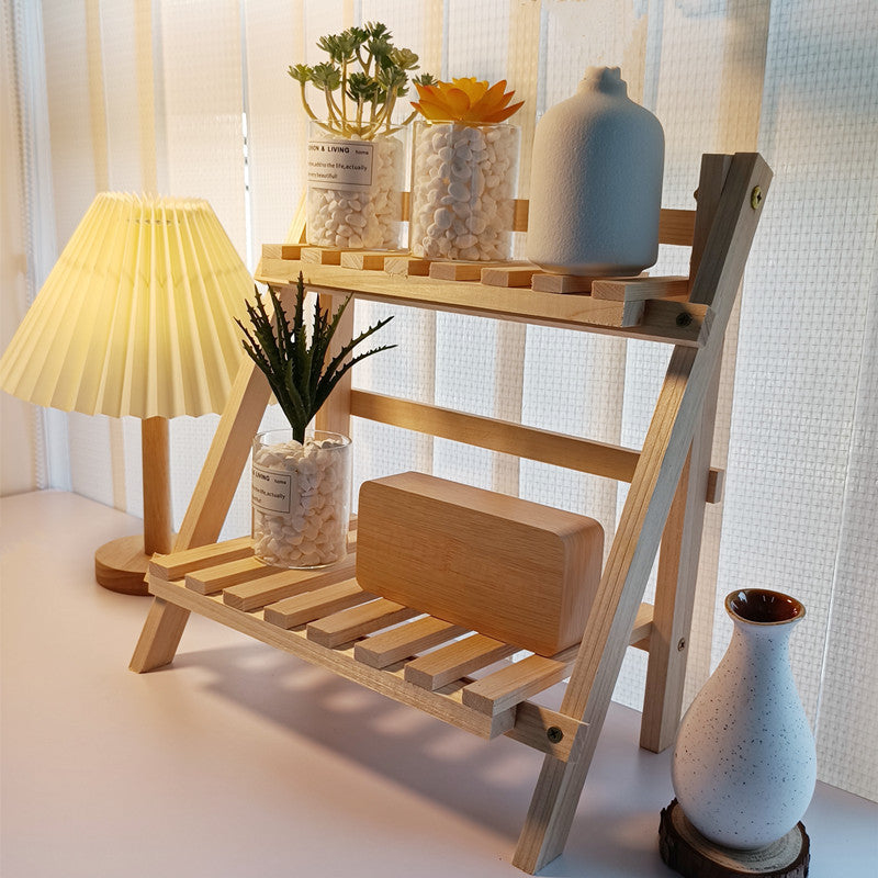 Wooden Desktop Storage Rack Student Indoor Desk Flower Rack