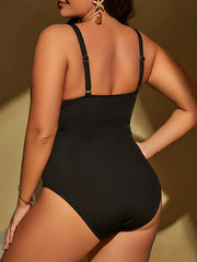 Sexy Swimsuit Women's Plus One Piece Bathing Suit Deep V Neck