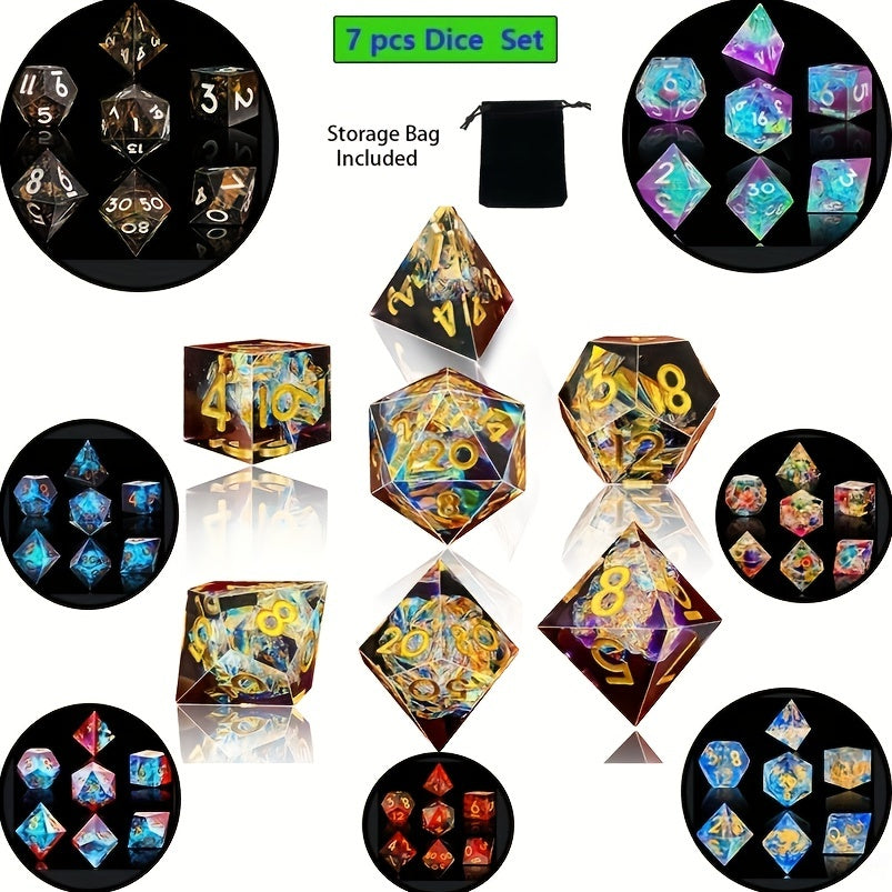7pcs Resin Dice Set for Tabletop Games Roleplaying