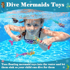 Set of 5 Mermaid Bath Toys - Swim and Dive in Bathtubs, Pools